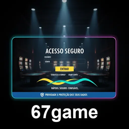 Interface mobile do app 67game com diversão em jogos