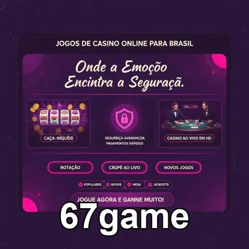Interface do app móvel 67game com design moderno e acessível