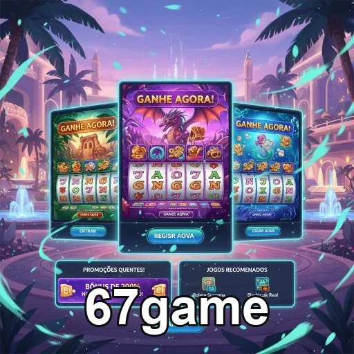 Interface do app 67game com acessos rápidos e slots